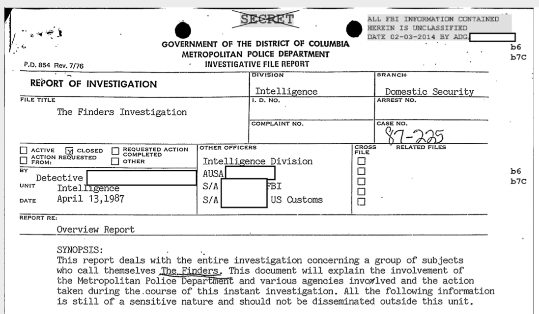MPD-Untersuchung von 1987 zu den Finders